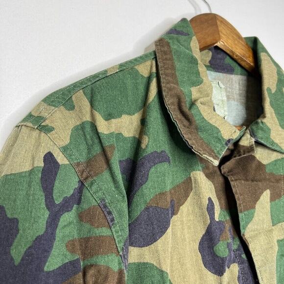 US Army Camouflage Woodland Pattern Field Cold Weather Military Jacket Sz L Men - Picture 3 of 11